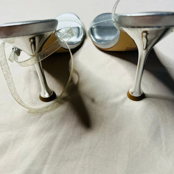 Marc Fisher Calisty Silver Glitter Strappy Stiletto Heels Women Size 9.5 - Picture 6 of 13